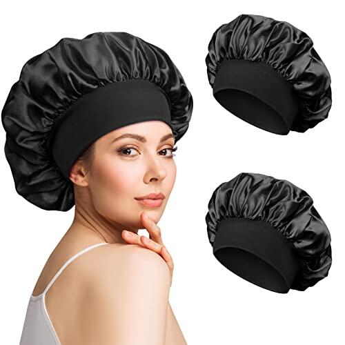 2 Piezas Sombrero de Seda satén Pelo Noche para Mujer (Negro)