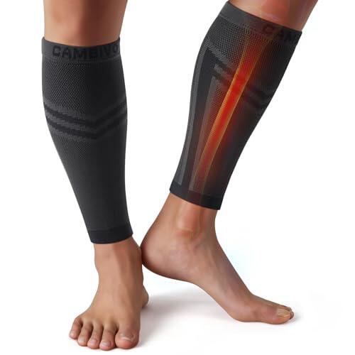 CAMBIVO Medias de Compresión Mujer Hombre x2, Pantorrilleras Compresion, Calcetines Compresion, Medias de Compresion Varices sin Pie, para Deporte, Running, Ciclismo, Circulacion Piernas Cansadas