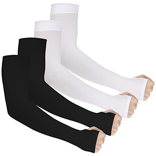 Ouligay 4 pares de mangas de brazo con protección solar UPF 50+ UV para brazos, mangas de compresión calentadores de brazos para voleibol baloncesto golf