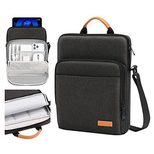 Dadanism 9-11" Tableta Bolsa de Hombro con Bolsillos para iPad (A16) 11", iPad Air M4 M3/Pro M5 M4 11", iPad 10.ª Gen/Air 5 10,9", iPad 9/8/7.ª Gen 10,2", Galaxy Tab A11+ 11", Negro Gris