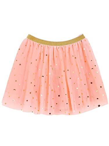 Bebé Niñas Pequeñas Niñas Falda Tul Lentejuelas Starry Moon Falda Princesa Mini Falda Brillante Falda Tutu Falda Ballet con Cintura Elástica Dulce Precioso Suave - Naranja Talla 18-24 Meses