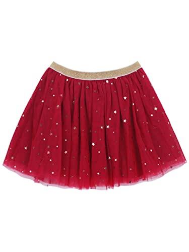 Bebé Niñas Pequeñas Niñas Falda Tul Lentejuelas Starry Moon Falda Princesa Mini Falda Brillante Falda Tutu Falda Ballet con Cintura Elástica Dulce Precioso Suave - Rojo Talla 2-3 años