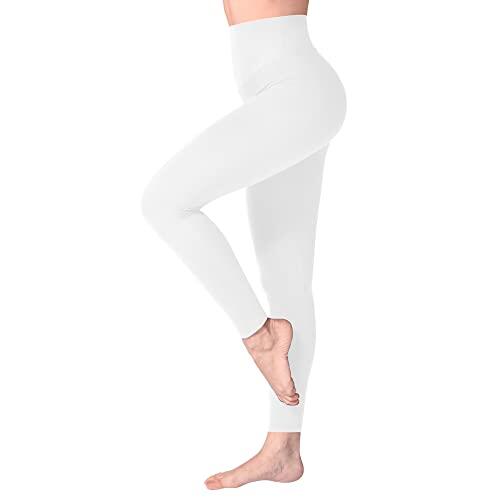 SINOPHANT Mallas Deporte Mujer de Cintura Alta, Leggins de Control de Abdomen Opacas, Elásticas, Leggings Mujer Vestir, Suaves como la Mantequilla S-M 1 Piezas Blanco