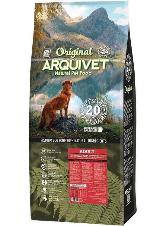 Arquivet Original - Adult - 20 Kg - Pienso para Perros Adultos - Cerdo ibérico y arroz - Alimento seco