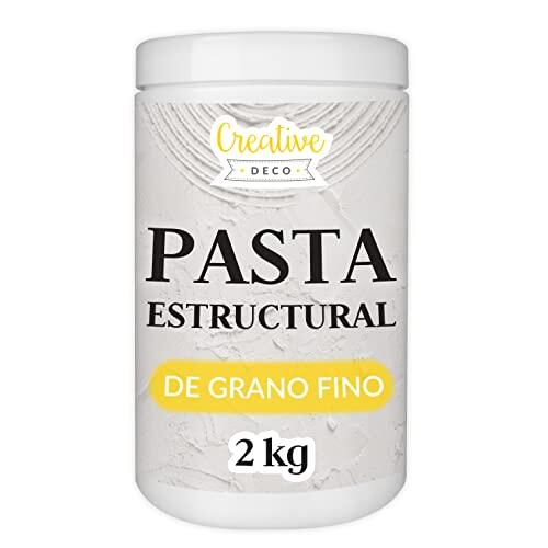 Creative Deco Pasta Estructural de Grano Fino 2 kg | Pasta Blanca para Proyectos Artísticos para Pintura Acrílica | Fácil de Usar con Espátula para Crear Efectos 3D, Estructuras, Texturas
