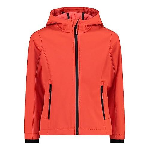 CMP Chaqueta Kid G Con Capucha Fija, Chaqueta Softshell Unisex niños, Naranja (Amapola), 152