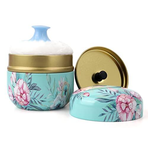 LIONVISON Caja Polvos Talco con Borla Suave Recipiente Verde Portátil | Contenedor Reutilizable con Borla Incluida - Adecuado para Polvos Corporales y Cosméticos