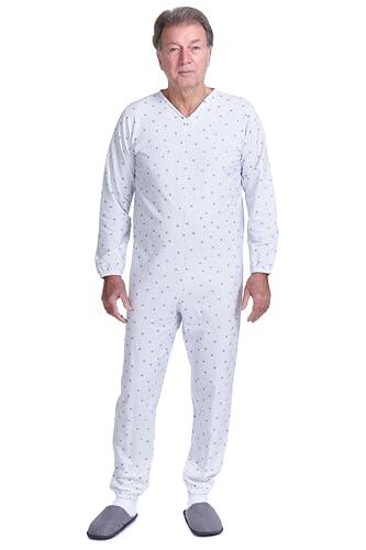 FERRUCCI COMFORT Pijama sanitario de algodón fresco para personas mayores, mangas largas, cierre en la espalda y interior de la pierna, incontinencia, Alzheimer, fabricado en Italia, XL