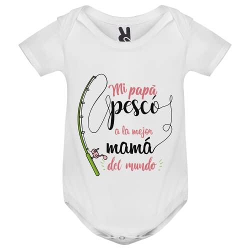 QCM Productos Personalizados Body Bebé | Especial Regalo Para Mamá | Regalo Original Para El Día De La Madre (Mi Papá Pescó)