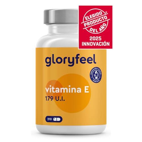 Vitamina E 179 UI - 210 Cápsulas (Para 3 meses) - Potente Antioxidante de D-α-tocoferol (la forma más Bioactiva de Vitamina E) - Protege las celulas del estres oxidativo* - Sin aditivos ni OGM
