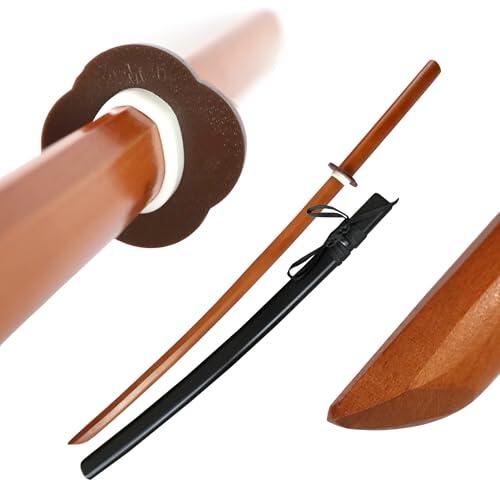 DEPICE Set Bokken de Haya con Saya, Aprox. 500 g, Longitud Aprox. 101 cm, Madera Natural, Lacado Transparente, Iaido Aikido Aikido