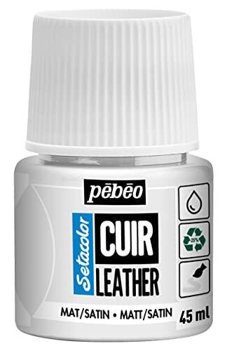 Pebeo - Setacolor Cuero - Pintura acrílica para cuero y polipiel - Personalización de bolsos, zapatos, zapatillas - Resistente a arañazos, dobleces y roces - Acabado mate/satinado- Blanco puro - 45 ml