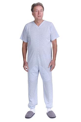 Ferrucci Comfort - Pijama sanitario de una pieza, manga corta, 1 cremallera/zip detrás de la espalda, para verano, S
