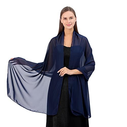 Proumhang Mujeres Mantones de Gasa Suave Bufandas Wraps para Novia Dama de Honor Fiesta de Boda Vestido de Noche y Vestidos para Ocasiones Especiales 70cm x 200cm Azul marino