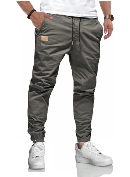 LIUPMWE Pantalones de Trabajo Hombre Casual Elásticos Jogging Pantalón Algodón Slim Fit Cargo Pants con Bolsillos Otoño Inviernos
