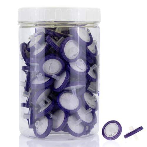 100 Filtro de Jeringa Membrana Hidrofílica de PVDF 25mm Diámetro 0.45um Tamaño de Poro, HPLC y GC Filtro de Aguja, Filtración de Laboratorio de Alto Rendimiento
