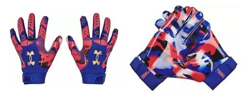 Under Armour Guantes de fútbol F9 Nitro para hombre, (400) Royal / Red / Metallic Copper, Small