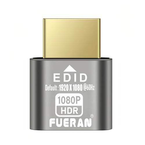 FUERAN 2K 4K 8K HDMI Dummy Plug-Virtual Monitor Display Emulator Headless Adapter 3840x2160@60Hz 1080@120HDR DVI EDID Emulator (2K-1080@60 HDR)