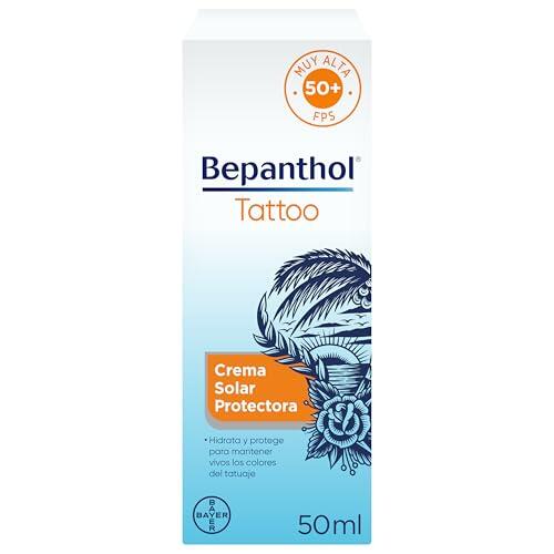 Bepanthol Tattoo Crema Solar 50, Proteccion Solar para Tatuajes SPF50, 50 ml