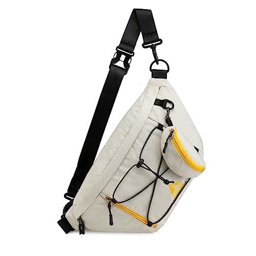 G4Free Gran riñonera bolsa de pecho riñonera bandolera mochila con RFID para mujer y hombre para deporte, viajes, senderismo, ciclismo, blanco roto, Talla única para todos, Rucksack