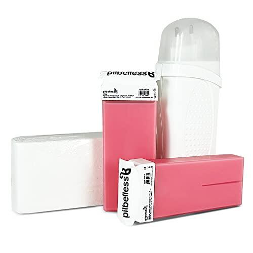 Kit Depilación Roll On Calentador + 2 Cartuchos de Cera Roll On (Rosa) + 100 Bandas Depilatorias