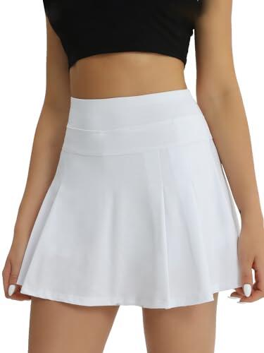 fuinloth Falda Padel Tenis Mujer Deporte Pantalón Deportivo Mujer de Golf con Bolsillos Blanco M 38-40