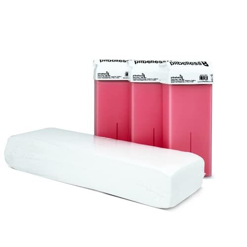 Pack de 100 Bandas Depilatorias + 3 Cartuchos de Cera Roll On Rosa