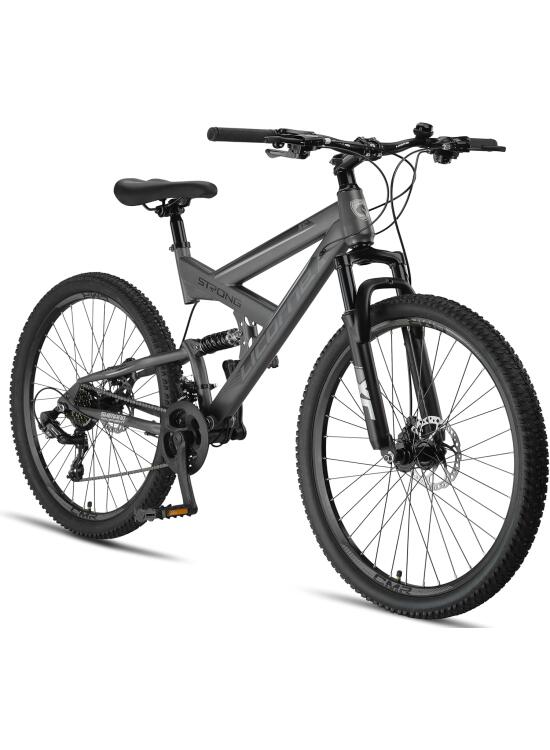 Licorne Bike - Bicicleta de montaña 2D de alta calidad, 26, 27,5 y 29 pulgadas, con frenos de disco delanteros y traseros, cambio de 21 velocidades, suspensión completa