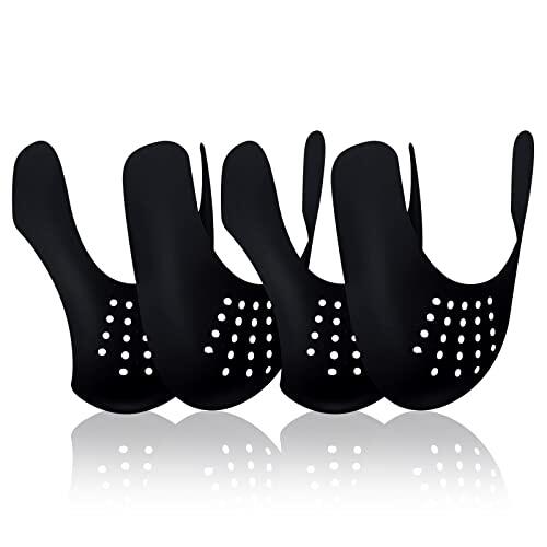 MeeResn 2 Pares Escudo de Zapatos,Protector Zapatillas de Deporte,Arrugas de Zapatos Antiarrugas,Prevenga Hendidura del Pliegue del Calzado Deportivo(41-47),Negro