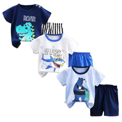 XM-Amigo 3 Conjuntos Niño Camiseta Manga Corta y Pantalones Cortos,65