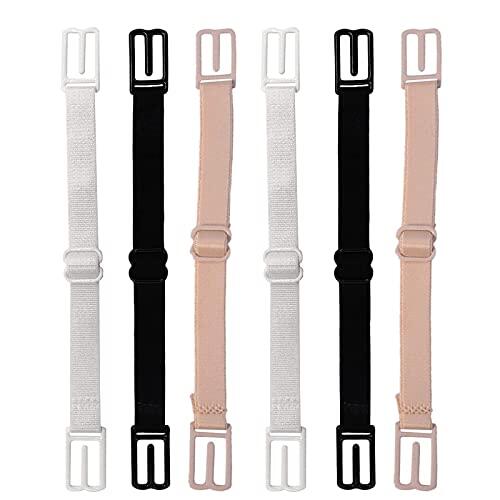 LMOGWL 6 Piezas Tirantes de Sujetador, Tirantes elásticos Ajustables de Recambio para Aros, Tirantes de Sujetador extraíbles, Suaves y cómodos, Aptos para Todos los Sujetadores (Negro/Carne/Blanco)