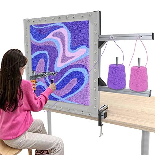 NODOCA Rug Tufting Frame Tufting Kit de 70 cm (27,5 pulgadas) Marco de aluminio y metal tufting para hacer alfombras, marco de alfombra para accesorios de tufting, juego de pistolas