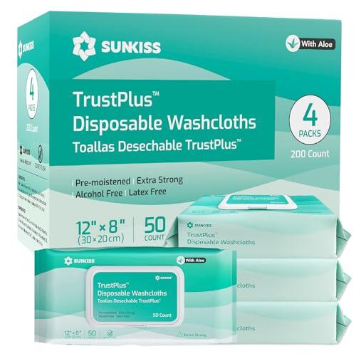 SUNKISS Trustplus Toallitas Húmedas para Adultos con Aloe, Toallitas 20 x 30 cm para Limpiar El cuerpo en Pacientes con Incontinencia Urinaria, 200 Unidades