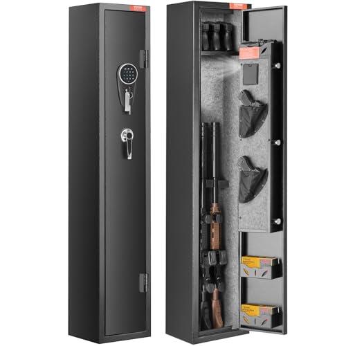 VEVOR Caja Fuerte para 2 Rifles, Caja Fuerte para Rifles con Cerradura y Teclado Digita, Caja Fuerte de Armas de Acceso Rápido con Estante Extraíble para Pistolas y Pistolas Largas en el Hogar