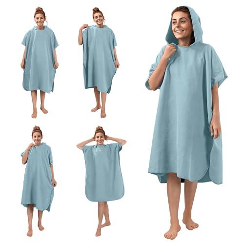 JEMIDI Poncho surf con capucha - Ponchos de microfibra unisex para mujer y hombre adulto - Para surf cambiador playa natación - Con bolsa de transporte - Talla L/XL