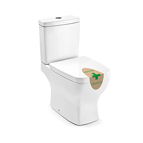 Precinto de garantía WC | 1000 unidades. Adhesivo removible. Material: papel couché, papel recubierto. Medidas: 64X120 mm. Mensaje color verde, en español y en inglés | Garantía de higiéne y limpieza.
