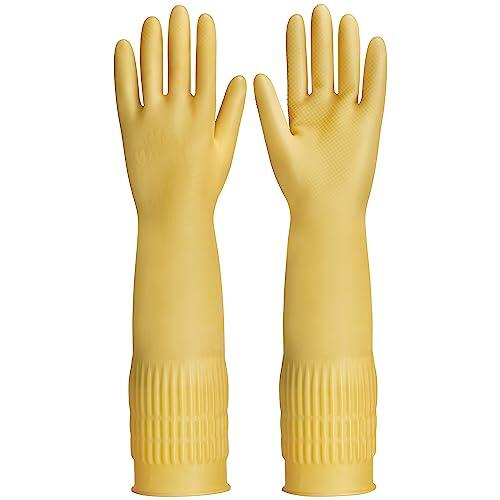 FCTTD - Guantes de limpieza de goma largos y guantes de cocina reutilizables de goma (6, grande)