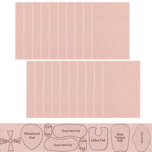 20 hojas de cinta moleskin, prevención de ampollas acolchado para los pies, moleskin para los pies de prevención de ampollas, protección para el talón y la piel, reducir el dolor de fricción