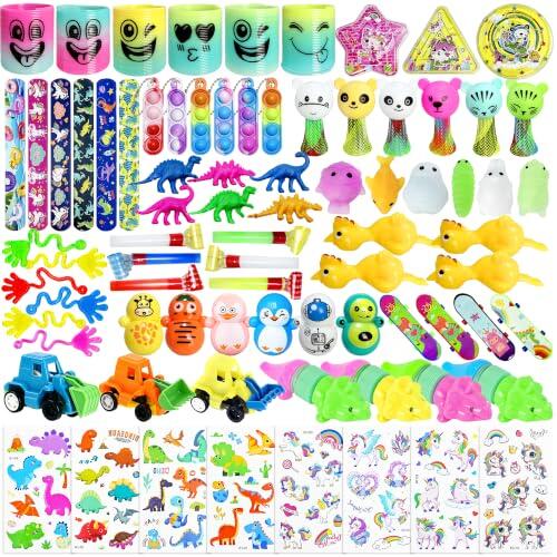 80 Piezas Juguetes Surtidos, Muñeco Equilibrado y Juguetes de Dinosaurio | Ideales para Fiestas de Cumpleaños, Relleno de Piñatas, Bolsas de Fiesta y Premios para Aula Escolar