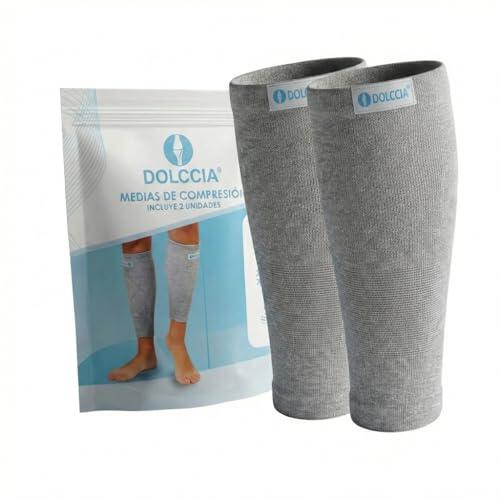 DOLCCIA 1 par Medias de compresión, Calcetines Compresivos Mujer Hombre, Mangas de Compresión para Deporte, Running, Ciclismo, Trabajo, Senderismo, Vuelo (S/M)