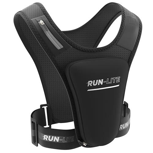 Chaleco para Correr con Soporte para Teléfono – Bolsa Impermeable, Cinturón Ajustable, Reflectante, 2 Bolsillos para Llaves y Geles, Compatible con Teléfonos de hasta 6,8" (Unisex - Adulto)