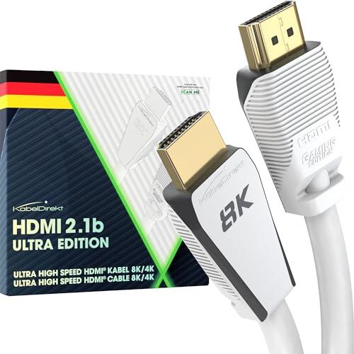 KabelDirekt – Cable HDMI 2.1b 8K – 2m, blanco