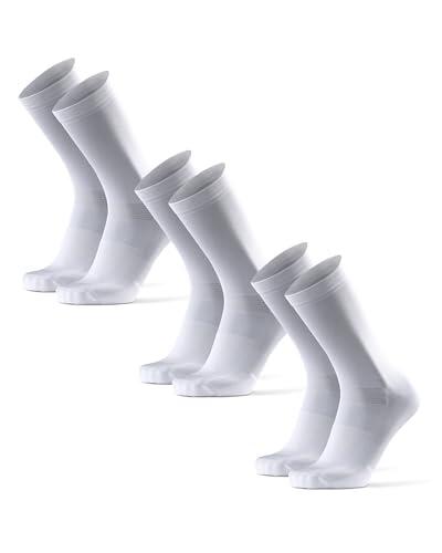DANISH ENDURANCE Calcetines de Ciclismo, Calcetines Deportivos Anti-Ampollas Hombre Acolchados y Transpirables, para Hombres y Mujeres, 3 y 5 Pack, Blanco/Negro, 43-47