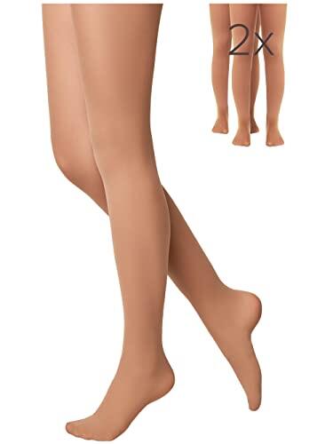 Conte elegant Princess Chic-Medias Infantiles Elegantes para niños, Beige, 116 cm-122 cm (Pack de 2)