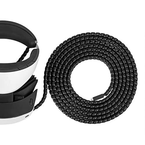 Geekria Funda Protectora de Cables Compatible con Cable PlayStation PSVR 2, PS5, Cubierta de Cables eléctricos, Accesorios para Juegos VR, Evita Que Las Mascotas muerdan el Cable (Negro 17 pies)