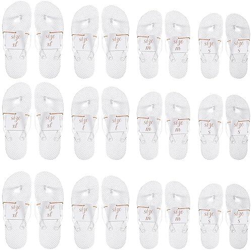 Hestya 24 Pares Chanclas para Invitados Sandalias de Boda Pantuflas Blancas para Recepción Playa Piscina Fiesta, 4 Tamaños
