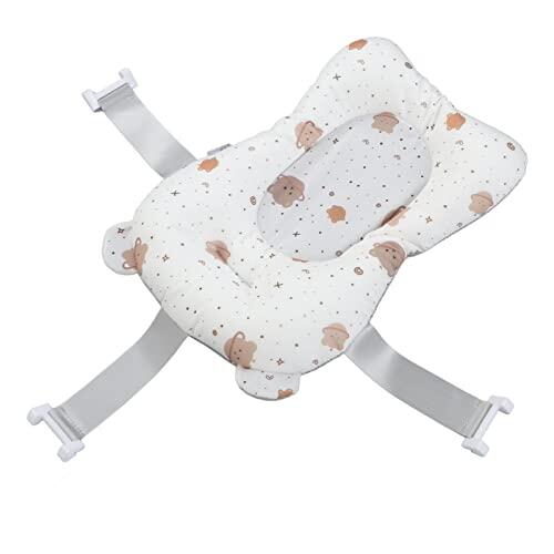 Alfombrilla de Baño para bebé, Suave y Segura, Secado Rápido, Ligera, para sentarse y acostarse, Cojín de Baño con Almohada para bebés, para gatear, bañar a bebés y uso diario (Blanco)