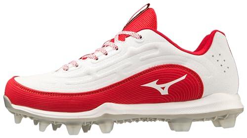 Mizuno Mizuno Finch Elite 6 Low TPU para mujer, Blanco/Rojo, 8.5