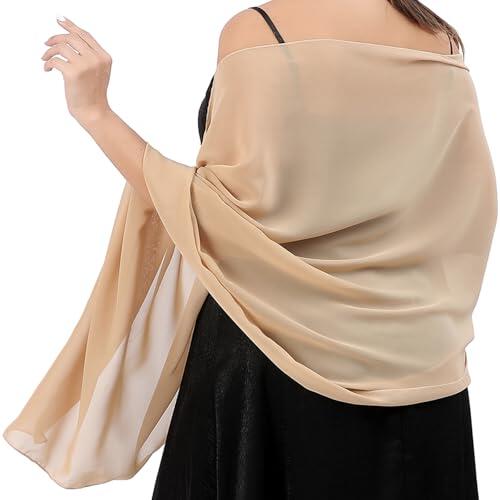 lifwimner Bufanda Mujer Chales y envolturas Pañuelo Seda Mantón Moda Chal Estolas Fular Boda Fiesta Chiffon Bufanda(Champán)