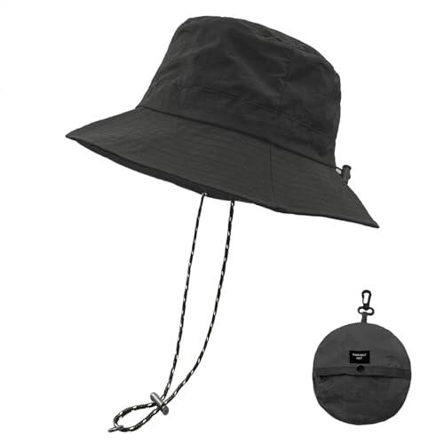 lifwimner Plegable Sombrero de Pescador Mujer Hombre Impermeable Sombrero de Sol Verano Playa Gorra Unisex (Negro)